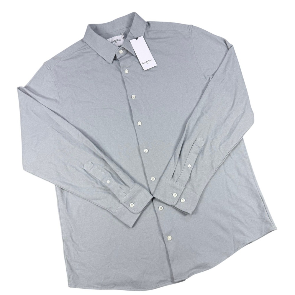 Goodfellow Mens L Gravel Gray Cotton Poly Long Sleeve Button Down Standard Shirt